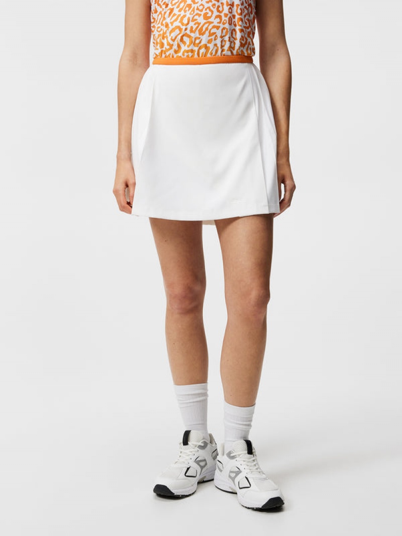 White Jlindeberg Sierra Pleat Skirt | SN-JL575189