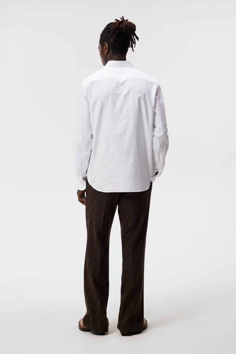 White Jlindeberg Stretch Oxford Slim Shirt | SN-JL574995