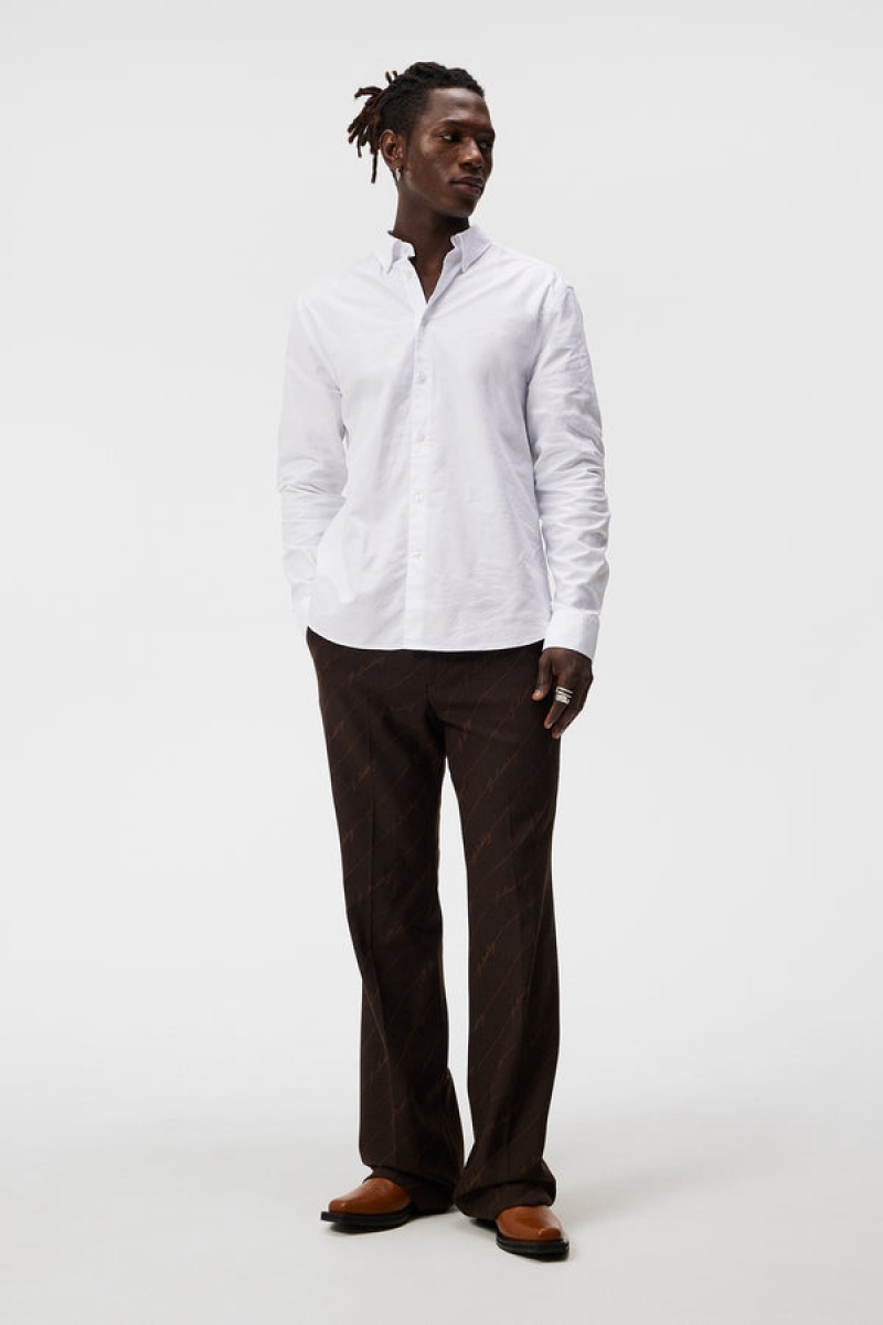 White Jlindeberg Stretch Oxford Slim Shirt | SN-JL574995