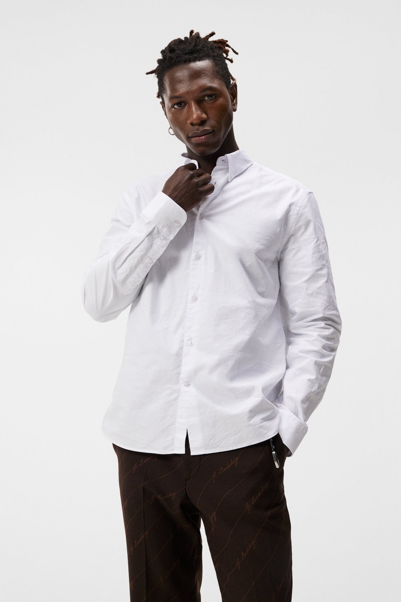 White Jlindeberg Stretch Oxford Slim Shirt | SN-JL574995